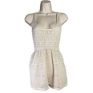 Kirra Women’s XS White Crochet Summer‎ Dress Sleeveless Short Beach Boho Style